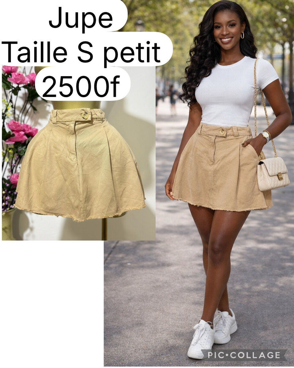 Jupe en toile beige taille S