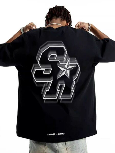 T-shirt noir à logo stylé