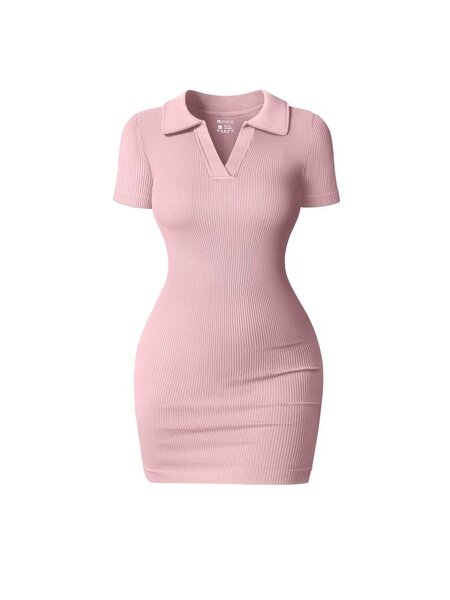 Robe moulante col polo tendance