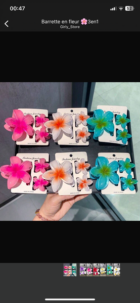 Pinces à cheveux fleurs 3en1