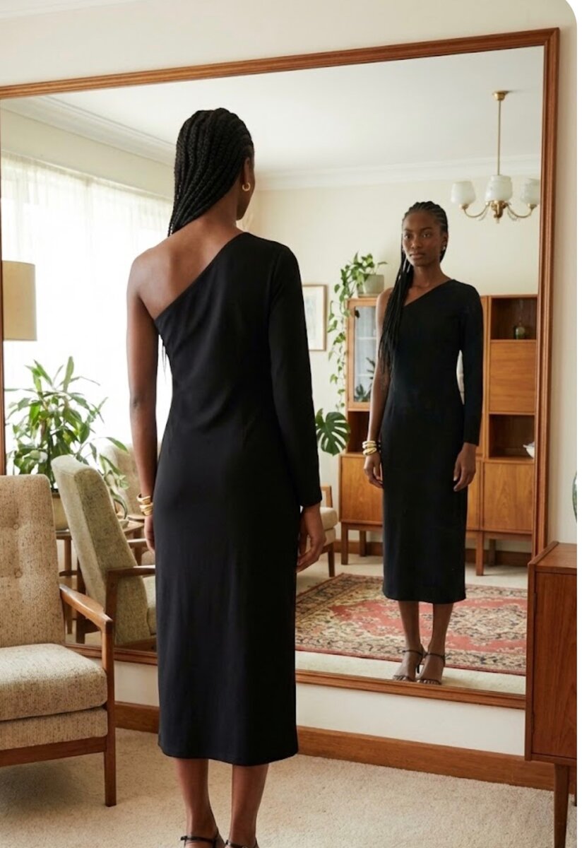 Robe élégante asymétrique noire