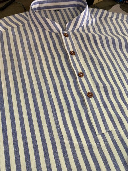 Chemise rayée col mao