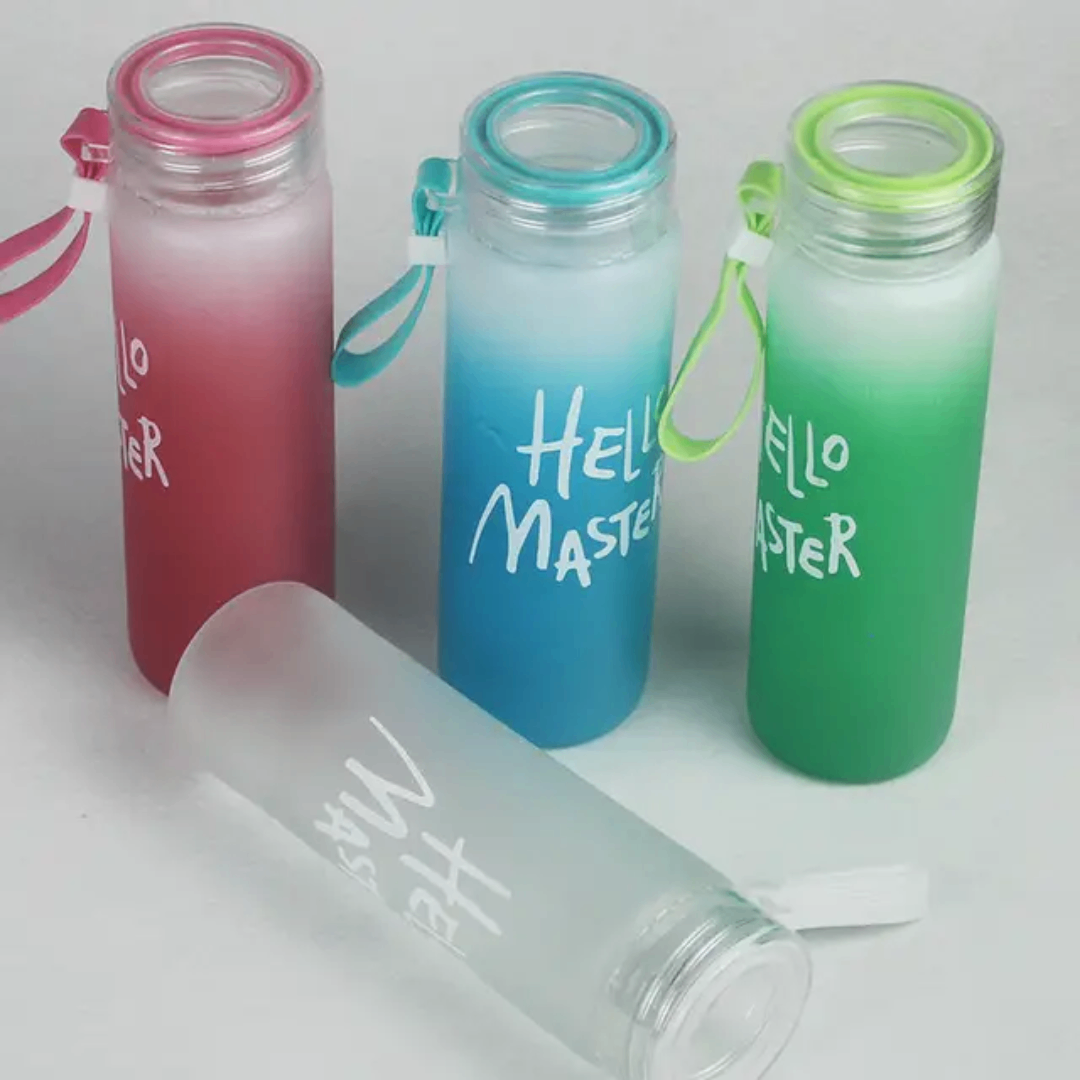 Bouteille en verre "Hello Master"