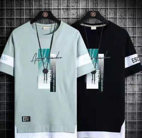 2 Pieces GreenBlack Men's Tshirt M5XL Large Size Shirt Cloth