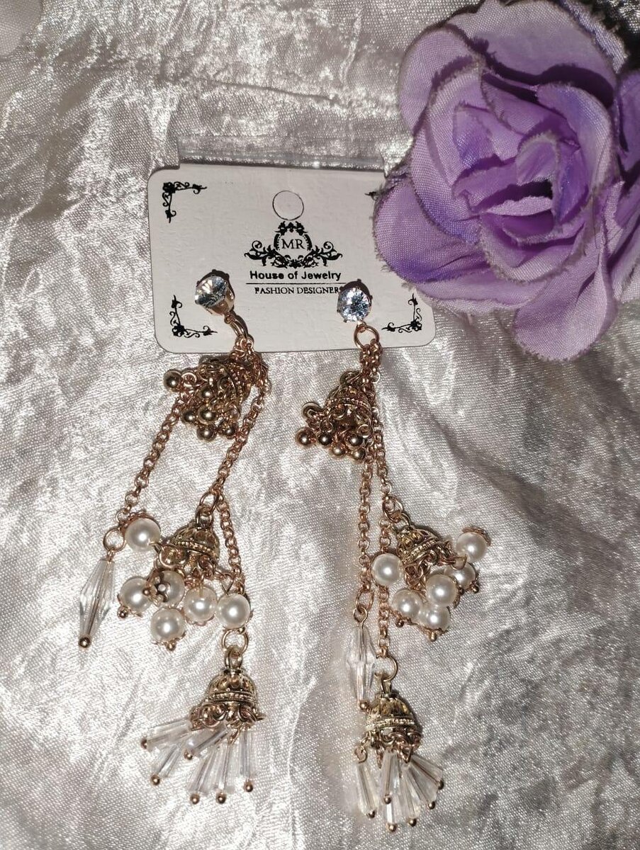 Pearl-Beaded Gold-Plated Jhumka Earrings