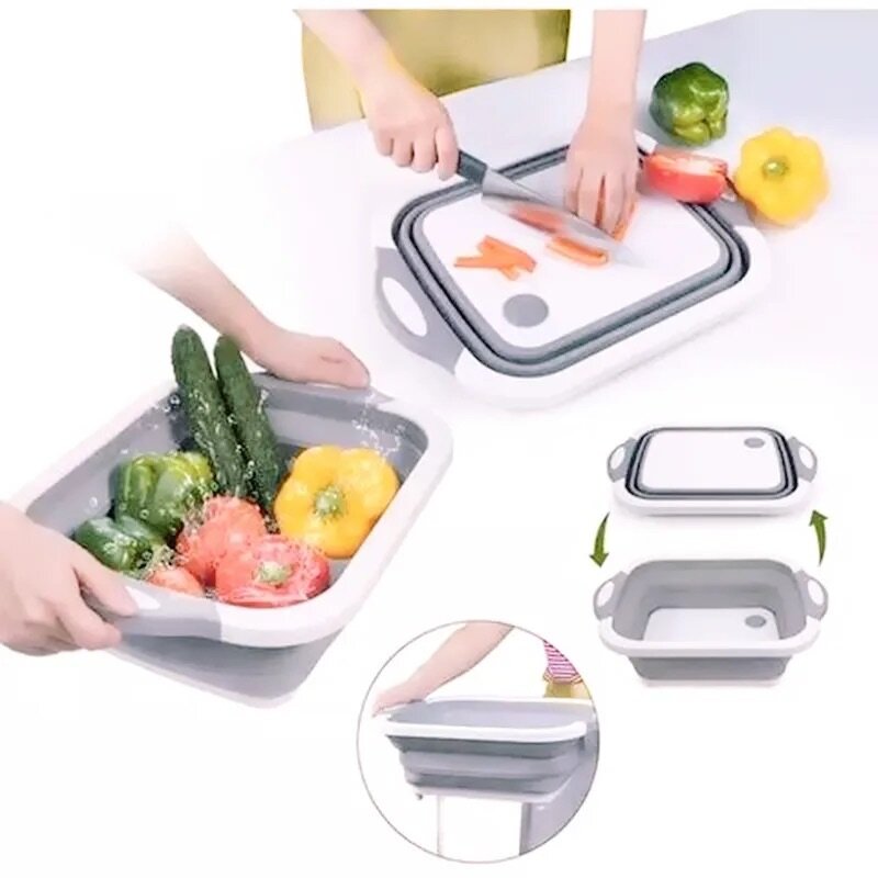 Convertible chopping board and washing bowl