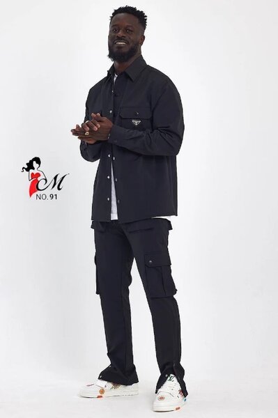 Men's Black Cargo Suit