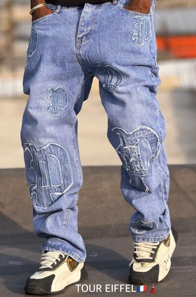 Jean baggy brodé tendance