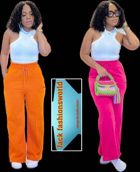 Pantalon femme large orange