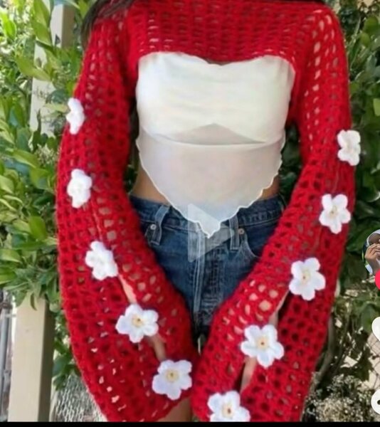 Top crochet rouge bohème