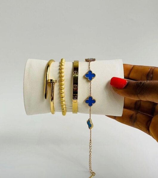 Gold and Blue Bracelets Set for Women