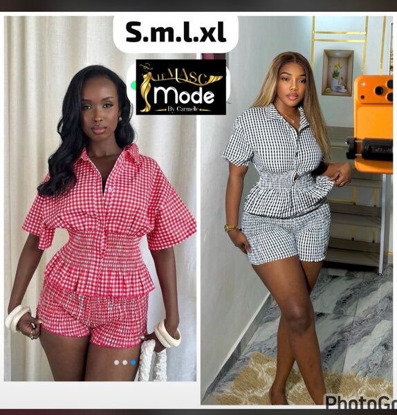 Ensemble Short et Blouse Carreaux