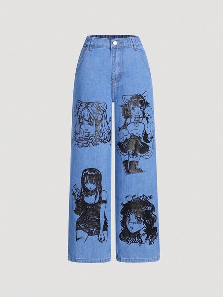 Girl cartoon printed casual loose