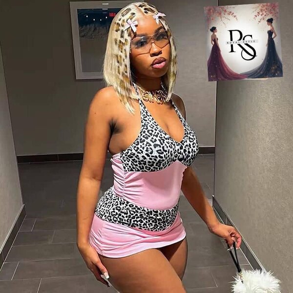 Robe Mini Léopard Rose Femme