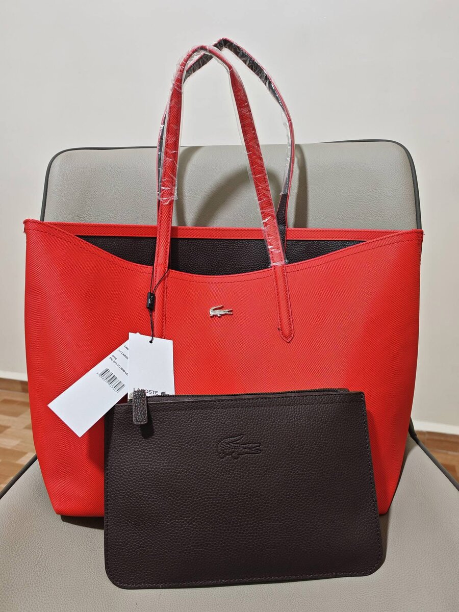 Sac shopping Lacoste en cuir