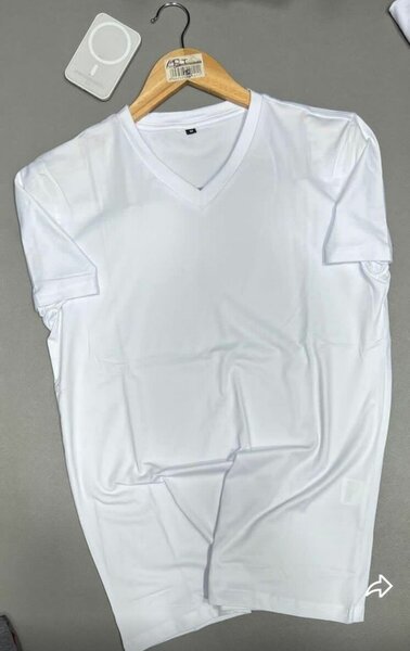 T-shirt blanc col V homme