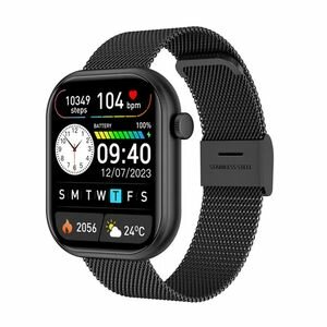 Montre Connectée Bluetooth, 2 Bracelets En Silicone Et Acier Maille