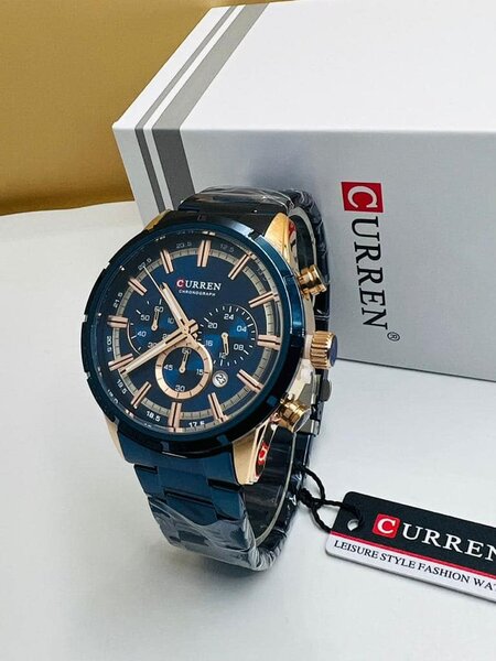 Montre bracelet Curren pour homme en acier inoxydable, étanche, quartz, grand cadran, sport décontracté, avec date automatique et affichage lumineux