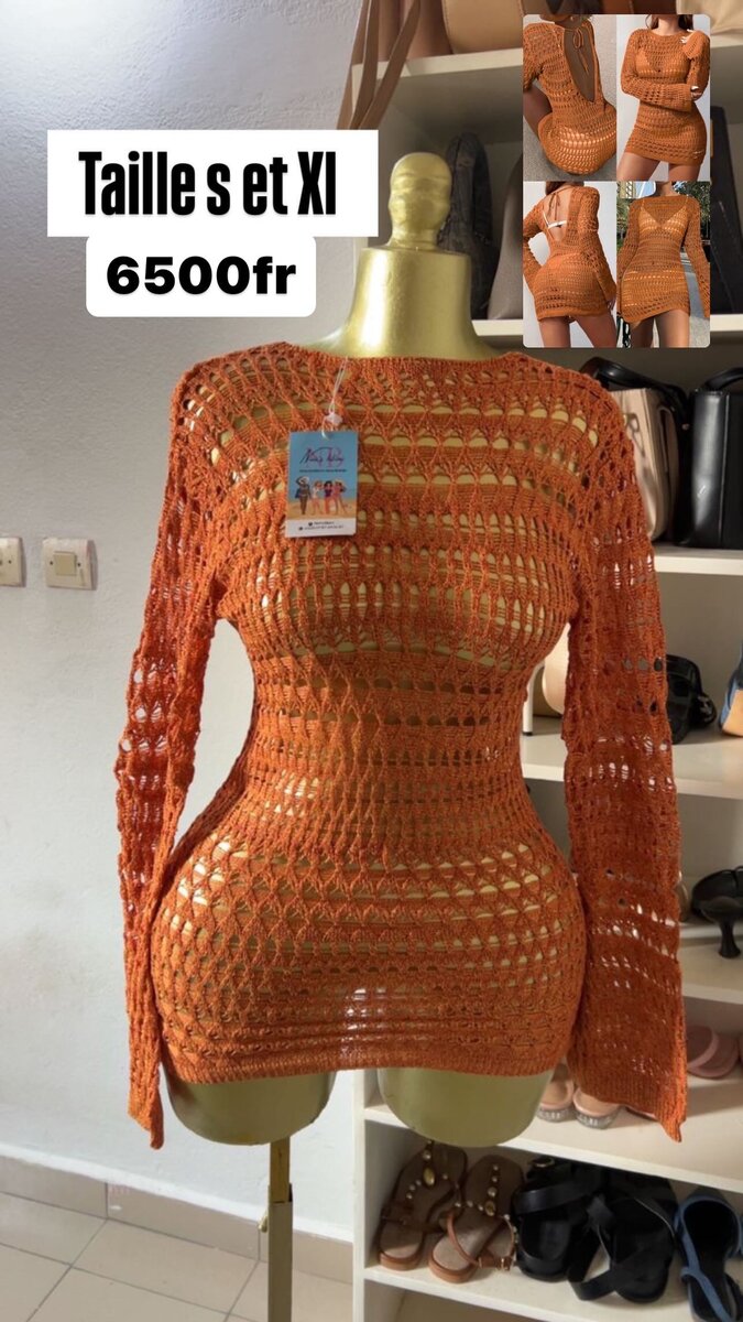 Robe en tricot orange