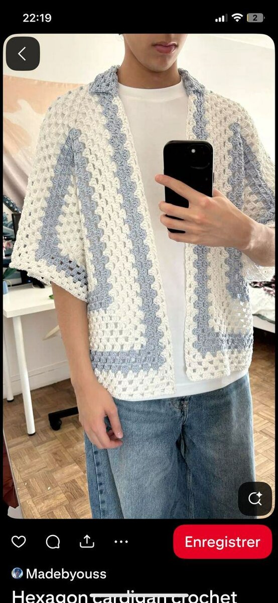 Cardigan hexagon crocheté