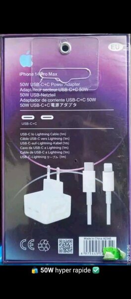 Chargeur original iphone 50w