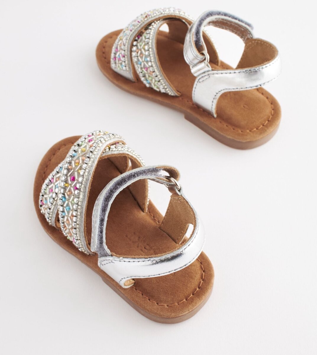 Silver Beaded Sandals