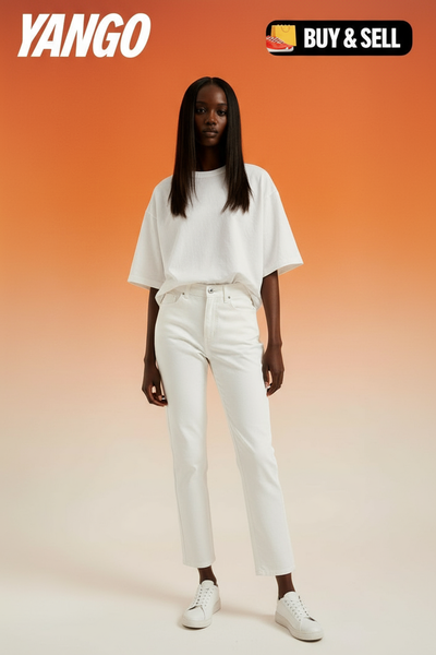 Jeans blancs ajustés femme