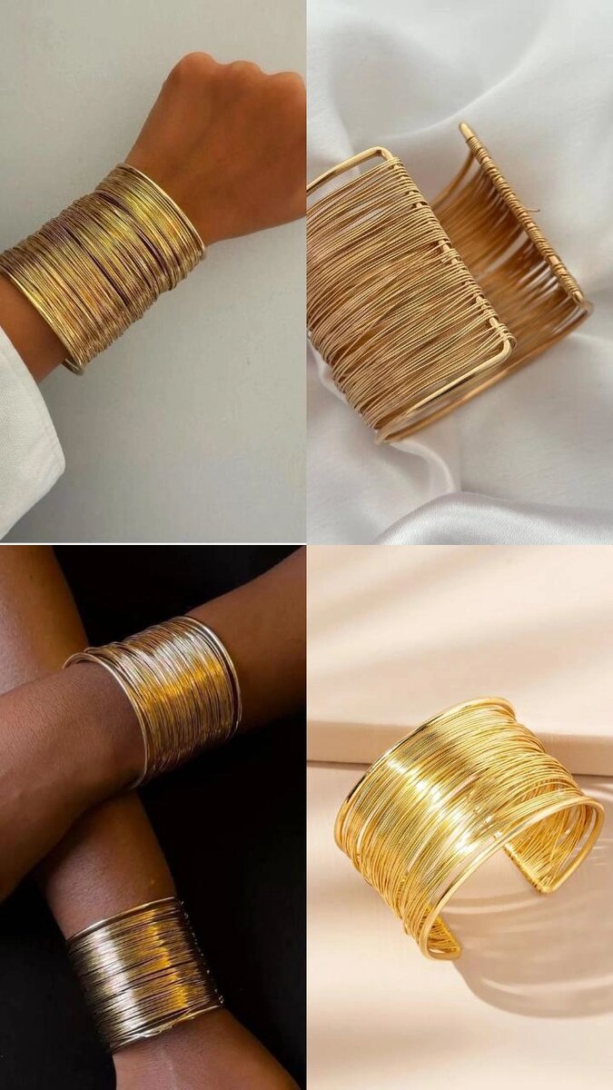 Bracelet manchette doré élégante