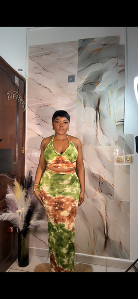 Robe longue dos nu tie-dye chic