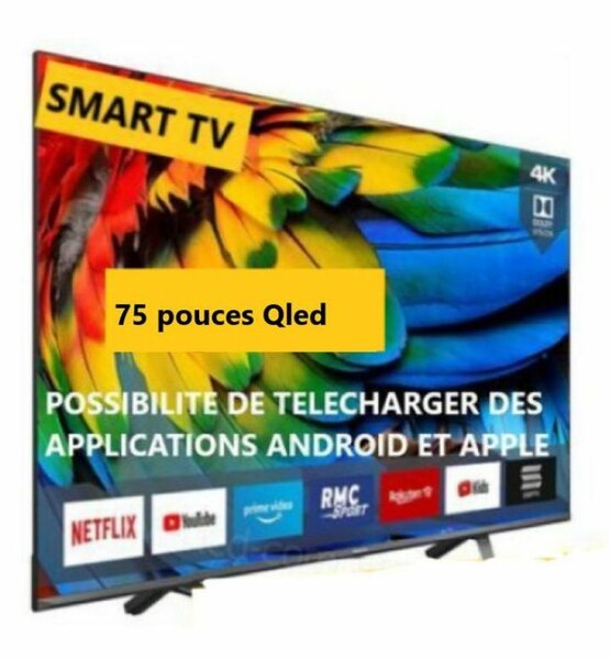Téléviseur QLED 75 pouces 4K Smart TV