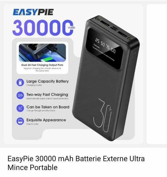 Powerbank 30000mAh Ultra Mince
