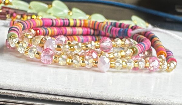 Pink family crystal beads