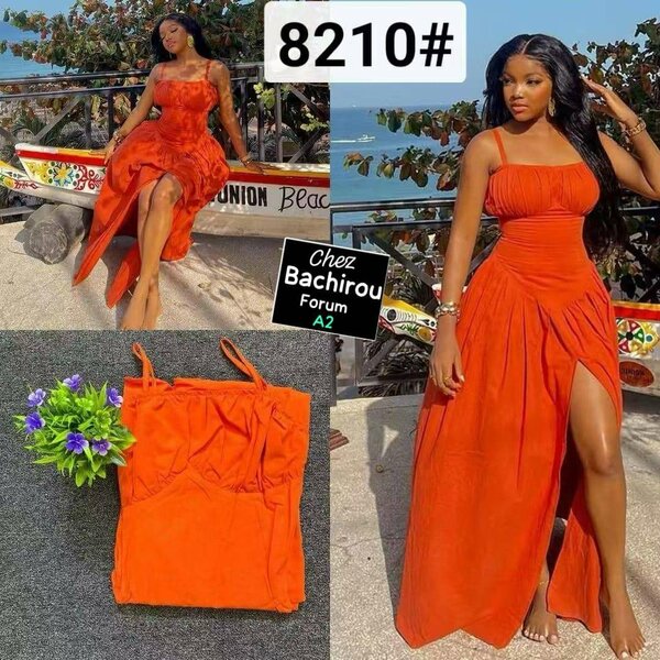 Robe longue orange estivale