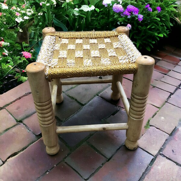 Wooden Golden White Stool