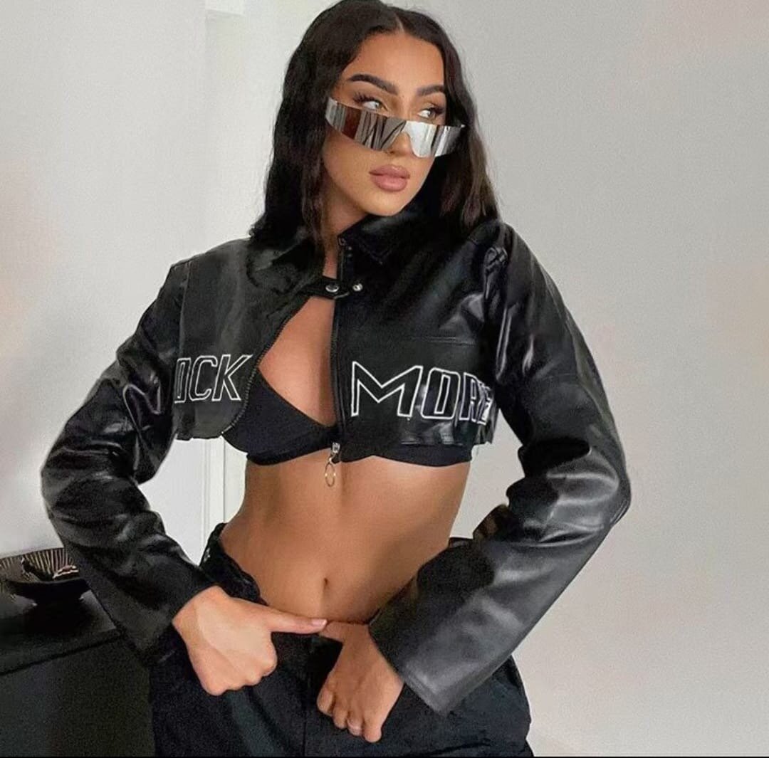 Veste courte tendance en cuir