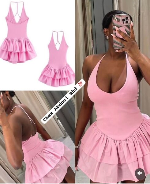 Robe cocktail rose élégante