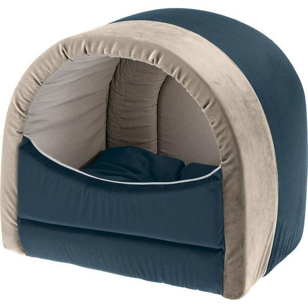 Lit pour chien avec tente, bleu et beige