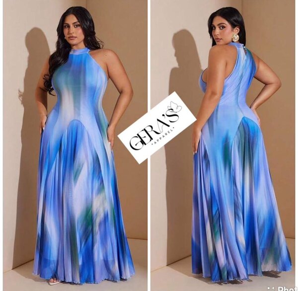 Robe élégante longue bleu