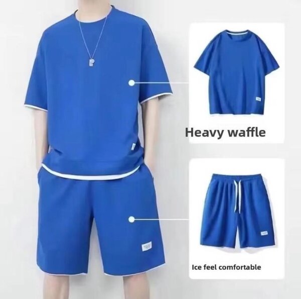 Tenue bleue en waffle