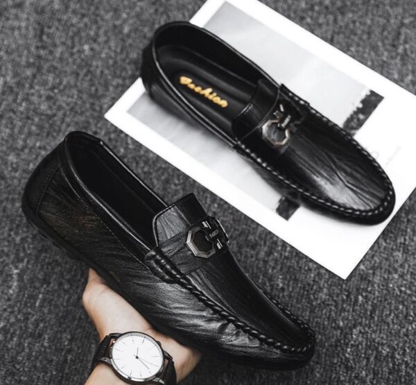 Men's Slip-On Loafers - Casual & Business Moccasins - Black