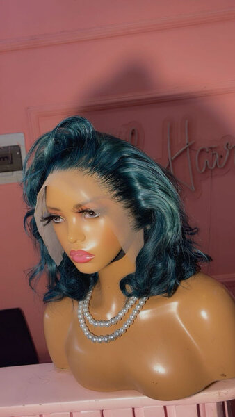 Perruque lace front bleu