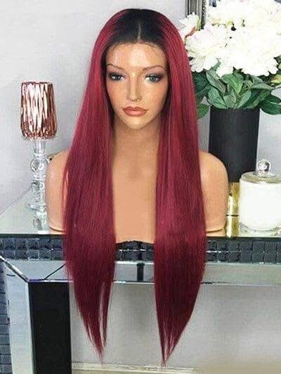 Perruque longue lisse ombrée