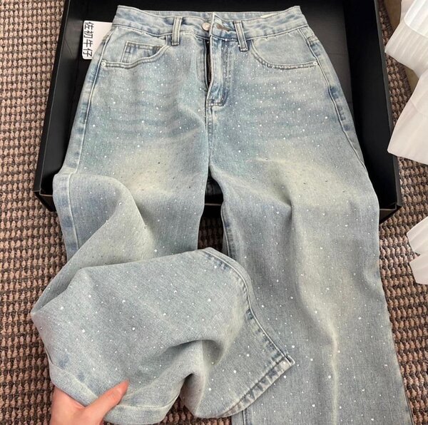 Jeans larges délavés fashion