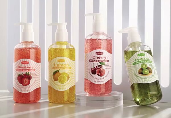 Savon liquide exfoliant aux fruits