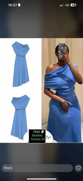 Robe bleue asymétrique chic