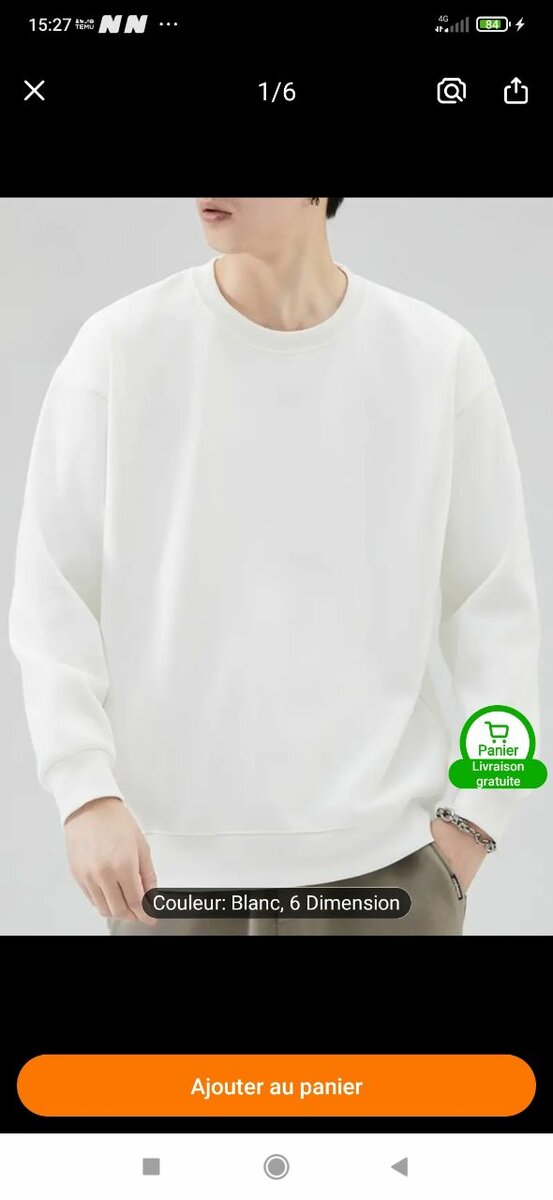 Sweat-shirt unisexe blanc