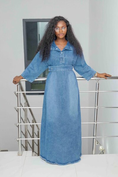 Robe longue en jeans pour femme