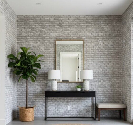 Papier peint en brique grise moderne