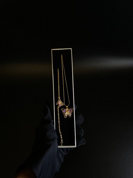 Butterfly necklace and bracelet ( 2 piece )