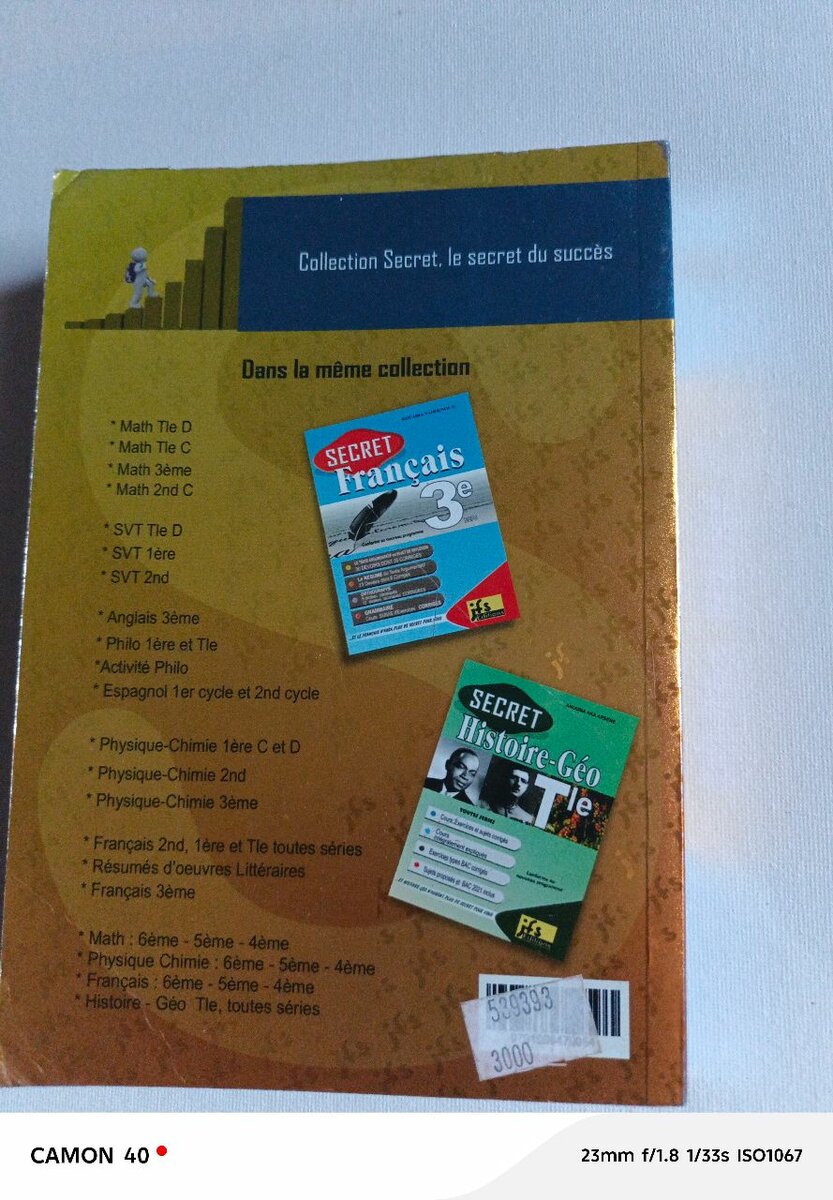 Livre Secret Maths 1ère CDE